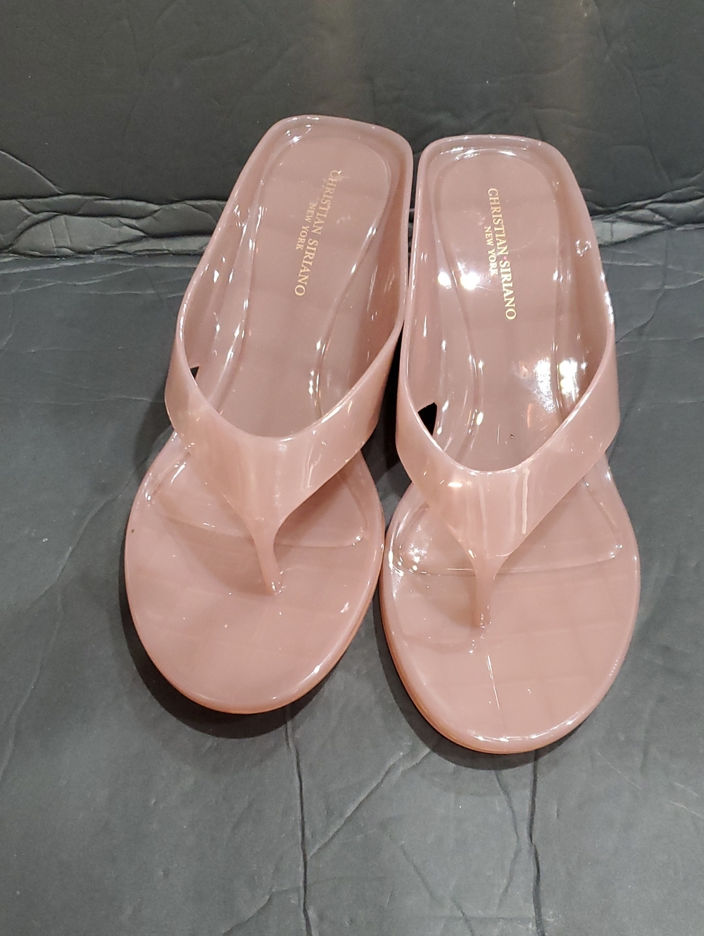 Christian Siriano Ariel pink mauve thong Wedge Jelly Sandals size 10 BRAND NEW - Picture 2 of 8